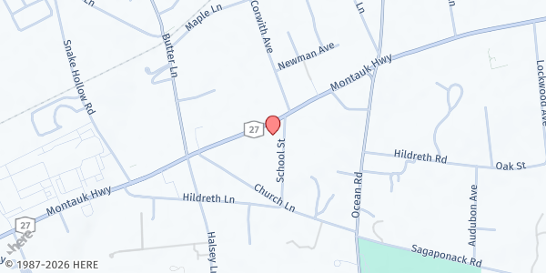Map showing Bridgehampton Community FP at 2357 Montauk Highway, Bridgehampton, NY