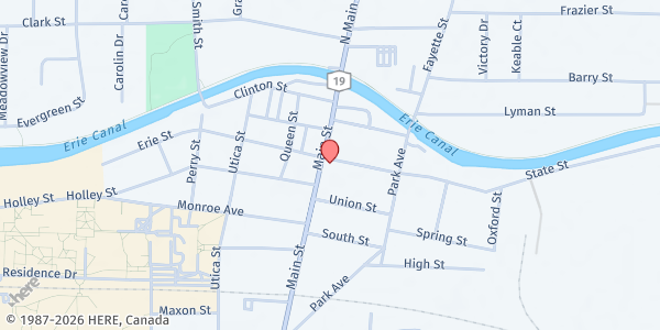 Map showing Brockport Ecumenical Food Shelf at 14 State Street, Brockport, NY