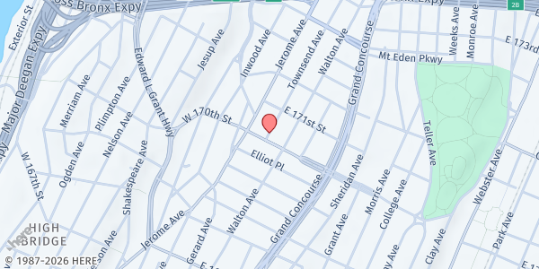 Map showing 170 Farm Stand at 1411 Townsend Ave, Bronx, NY