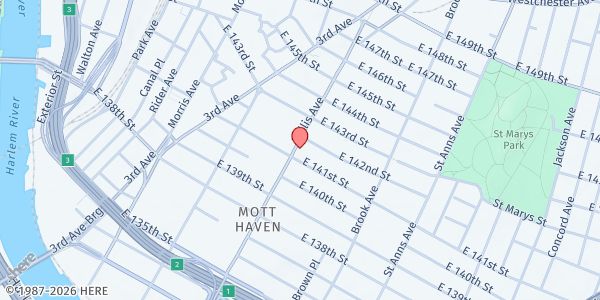 Map showing ABRAHAM HOUSE FOOD PROGRAM at 340 WILLIS AVENUE, Bronx, NY