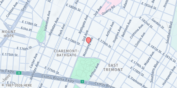 Map showing Abrigo Del Altisimo at 2009 MONTEREY AVENUE, Bronx, NY