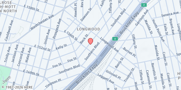Map showing Acacia Network-Ruth Fernandez Family Residence at 760 FOX STREET, Bronx, NY