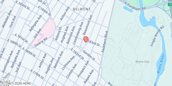 Map showing Ashshifaa Inc. Food Pantry at 2269 CROTONA AVENUE, Bronx, NY