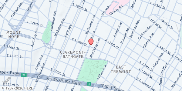 Map showing Bethel Prayer Ministry Inter. USA Inc. - West Bronx at 4262 THIRD AVE, Bronx, NY