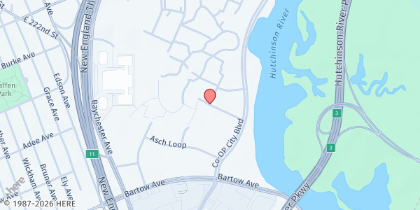 Map showing Black Forum of Coop City Inc at Coop City, Bronx, NY