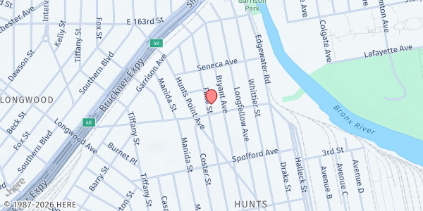 Map showing BRIGHT TEMPLE A.M.E. CHURCH/PROJECT F.I.L.L. at 812 Faile St., Bronx, NY