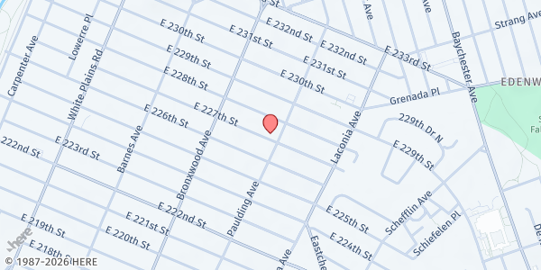 Map showing Bronx Bethany Community Corporation at 971 EAST 227TH STREET, BRONX, NY