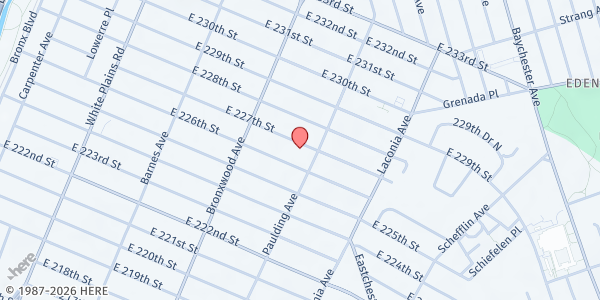 Map showing Bronx Bethany Community Corporation Food Pantry at 964 E 227th St, Bronx, NY