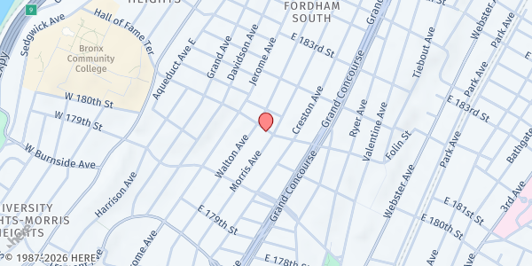 Map showing Bronxworks Morris Senior Center at 80 E 181st St, Bronx, NY