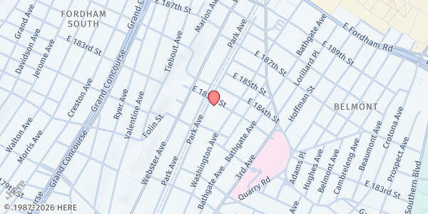 Map showing C.O.G.A. Cathedral at 442 EAST 183RD STREET, Bronx, NY
