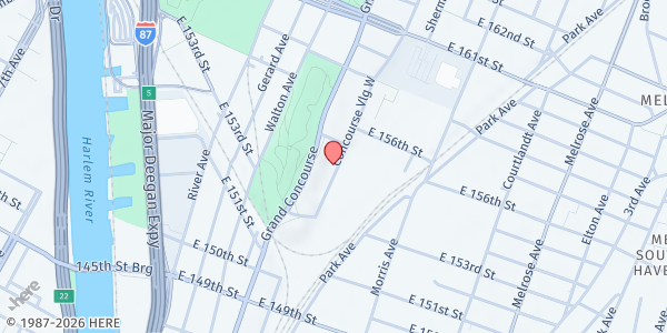 Map showing Calvary Deliverance Christian Assembly, Inc. at 737 Concourse Village West, Bronx, NY