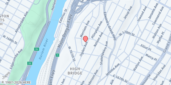 Map showing CCCS Alianza Division MOSAIC Beacon at 1257 Ogden Ave, Bronx, NY