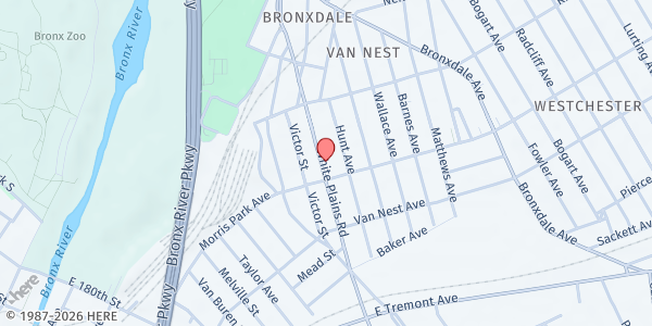 Map showing Christ Jesus Baptist Church at 1812 White Plains, Bronx, NY