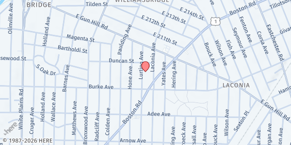 Map showing Church of God of Bronxwood Avenue at 3232 Lurting Ave, Bronx, NY