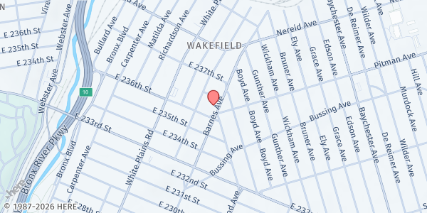 Map showing Church of St. Frances of Rome Food Pantry at 760 Whitehall Pl, Bronx, NY