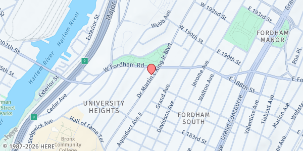 Map showing CHURCH OF ST. NICHOLAS OF TOLENTINE - Basement at 2345 UNIVERSITY AVE (BASEMENT), BRONX, NY