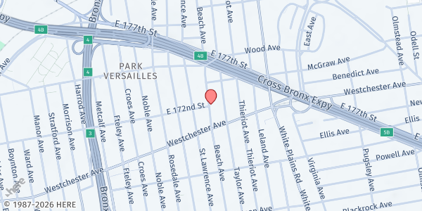 Map showing Church of The Atonement Food Pantry at 1344 Beach Avenue, Bronx, NY