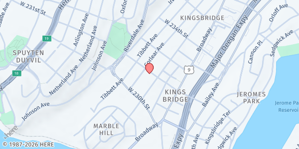 Map showing Church Of The Mediator CBO at 260 West 231st Street, Bronx, NY