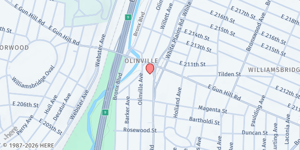 Map showing City of Faith Church of God at 3445 White Plains Road, Bronx, NY