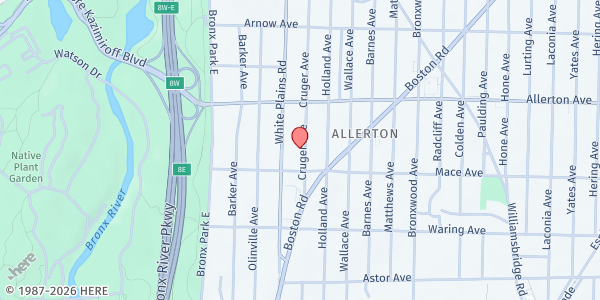 Map showing Congregation Sons of Israel at 2521 Cruger Avenue, Bronx, NY