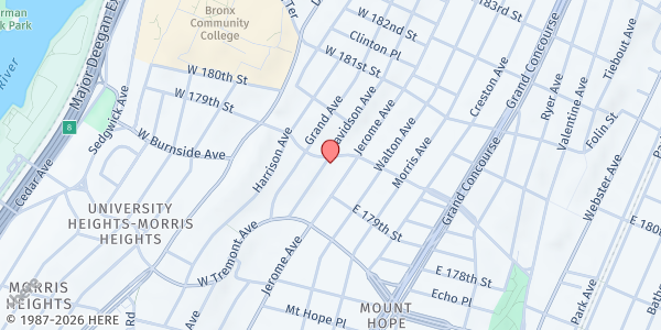 Map showing Davidson Community Center at 2038 Davidson Ave, The Bronx, NY