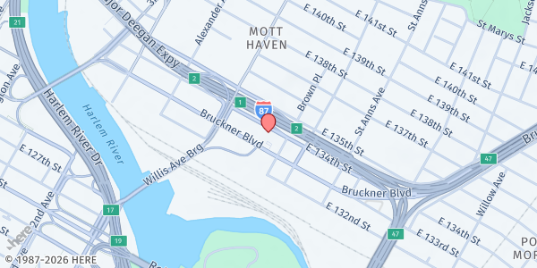 Map showing Door of Salvation Ministries at 460 E 134th St., The Bronx, NY