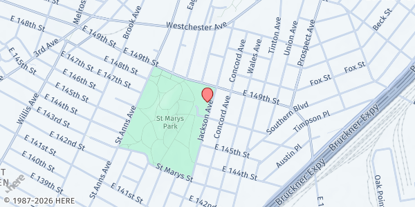 Map showing E. Roberts Moore Older Adult Center at 515 Jackson Ave, Bronx, NY