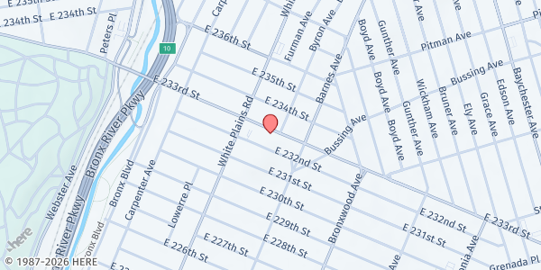 Map showing East 233rd St Senior Center - Soup Kitchen at 732 East 233rd Street, Bronx, NY