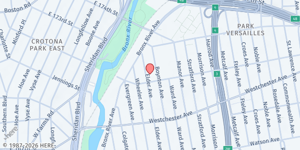 Map showing Emmanuel Pentecostal Faith Church at 1310 ELDER AVE, Bronx, NY