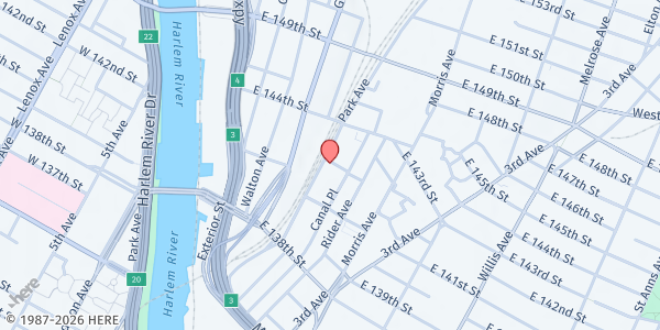 Map showing Evangelistic Communities Outreach BX - Mott Haven at 212 East 141st Street, Bronx, NY