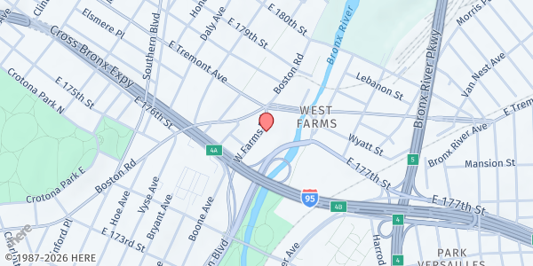 Map showing Every Day is a Miracle - Emolior Academy at 1970 W Farms Rd, Bronx, NY