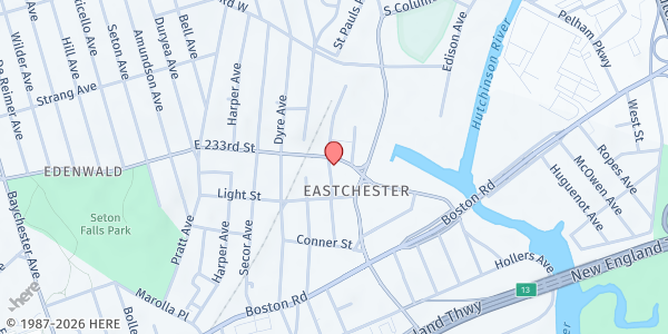 Map showing Family Wellness WIC - Montefiore New Rochelle Hospital at 1600 E 233rd St, Bronx, NY