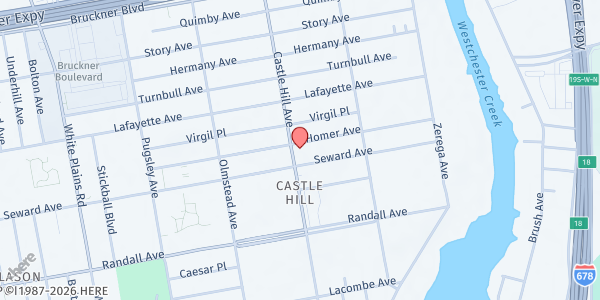 Map showing Fellowship Covenant Church at 720 Castle Hill Ave, Bronx, NY