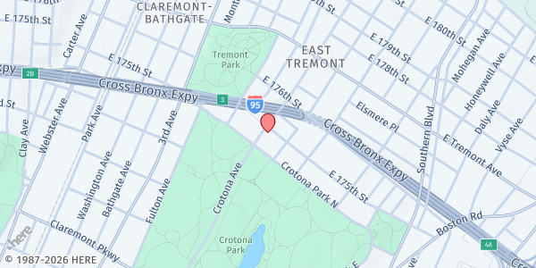 Map showing Food and Nutrition Services Program - Bronx at 1802 CROTONA AVENUE, Bronx, NY