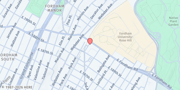 Map showing Fordham Plaza WIC at 1 Fordham Plaza - Fifth Floor, Bronx, NY
