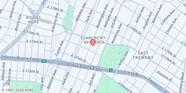 Map showing Garden of Prayer at 1874 Washington ave, Bronx, NY