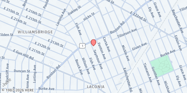 Map showing Good Neighbors Community Outreach Agency, Inc - Seymour Avenue at 3356 SEYMOUR AVENUE, Bronx, NY