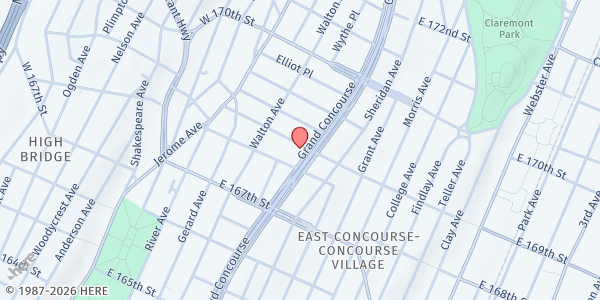 Map showing Grand Concourse SDA Church at 1275 Grand Concourse, Bronx, NY