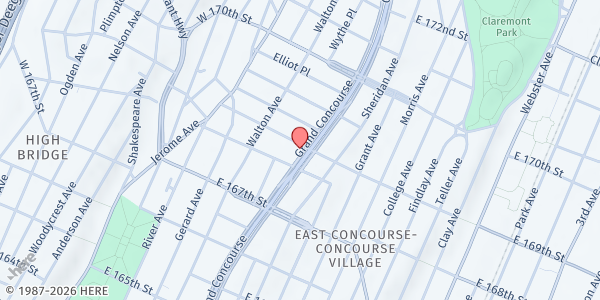 Map showing GRAND CONCOURSE SEVENTH DAY ADVENTIST CHURCH at 1275 GRAND CONCOURSE, Bronx, NY