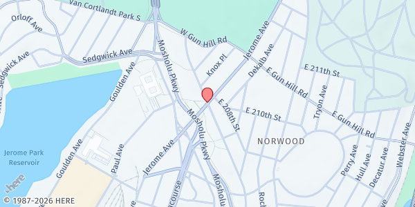 Map showing Harvest Home N Central Bronx Farmers' Market at Mosholu Parkway North & Jerome Ave, Bronx, NY
