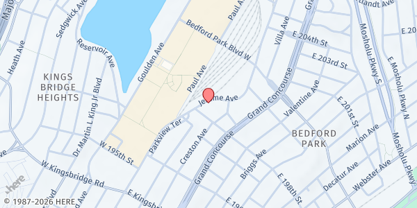 Map showing Heavenly Vision Christian Center at 2868 Jerome Ave, Bronx, NY