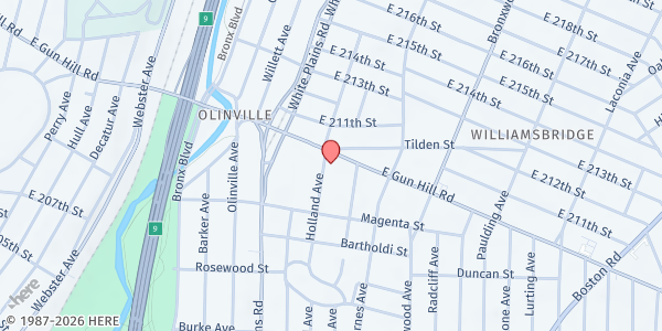 Map showing Helping Hands @Immaculate Conception at 754 E Gun Hill Rd, Bronx, NY