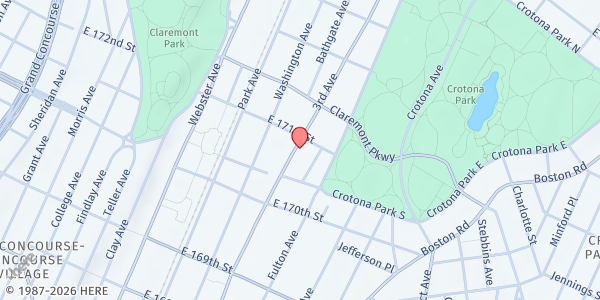 Map showing Holy Tabernacle Church/ Food Outreach Program at 3780 Third Avenue, Bronx, NY