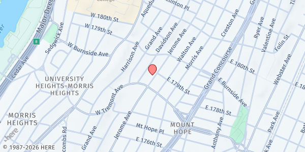 Map showing Iglesia ACyM Arca de Salvación at 1983 Jerome Ave., The Bronx, NY