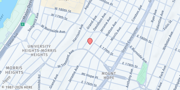 Map showing Iglesia Arca De Salvaccion A.C.Y.M. at 1983 Jerome Ave., The Bronx, NY