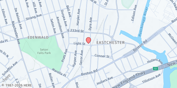 Map showing Iglesia de Dios Pentecostal MI at 3801 Dyre Ave, Bronx, NY