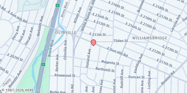 Map showing Immaculate Conception Church at 754 East Gun Hill Road, Bronx, NY