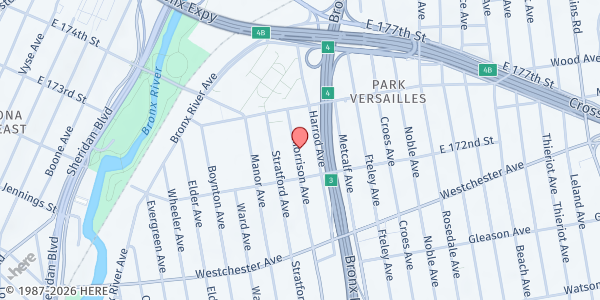 Map showing Infinity Bible Church at 1326 Morrison Ave, Bronx, NY