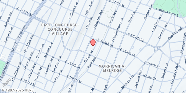 Map showing Inspirational Gospel Assembly at 1211-13 Brook Ave., The Bronx, NY