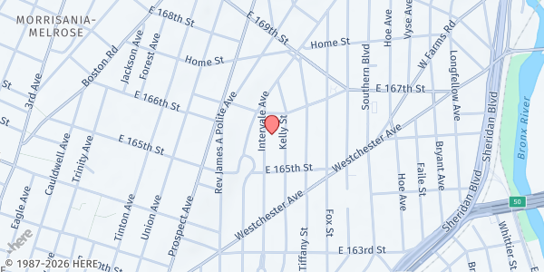 Map showing Intervale Spanish SDA Church at 1064 Intervale Ave, Bronx, NY